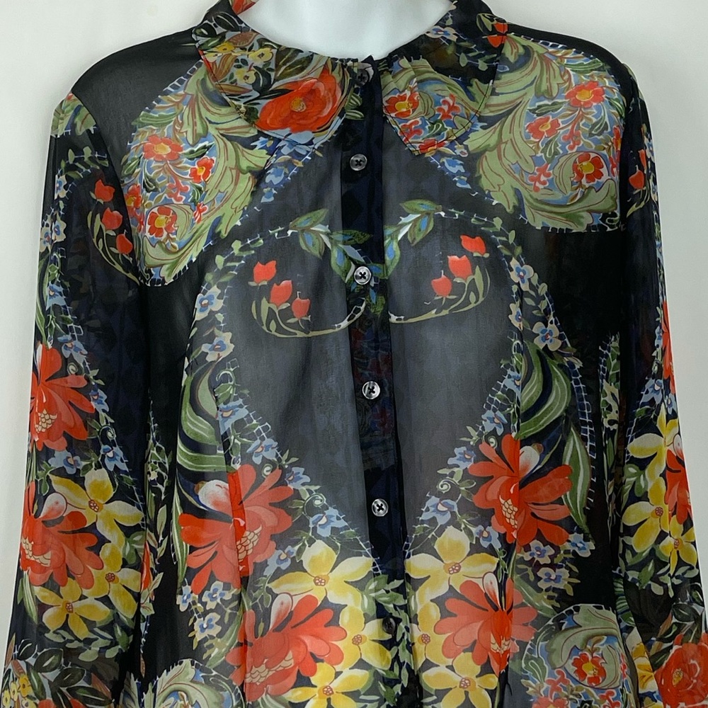 Cabi #3072 Amour Black Floral Blouse Small - Picture 3 of 8